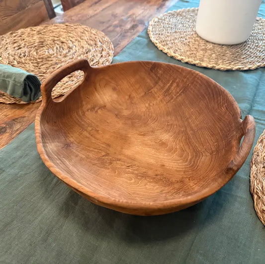 Rustic Teak Bowl with Handles