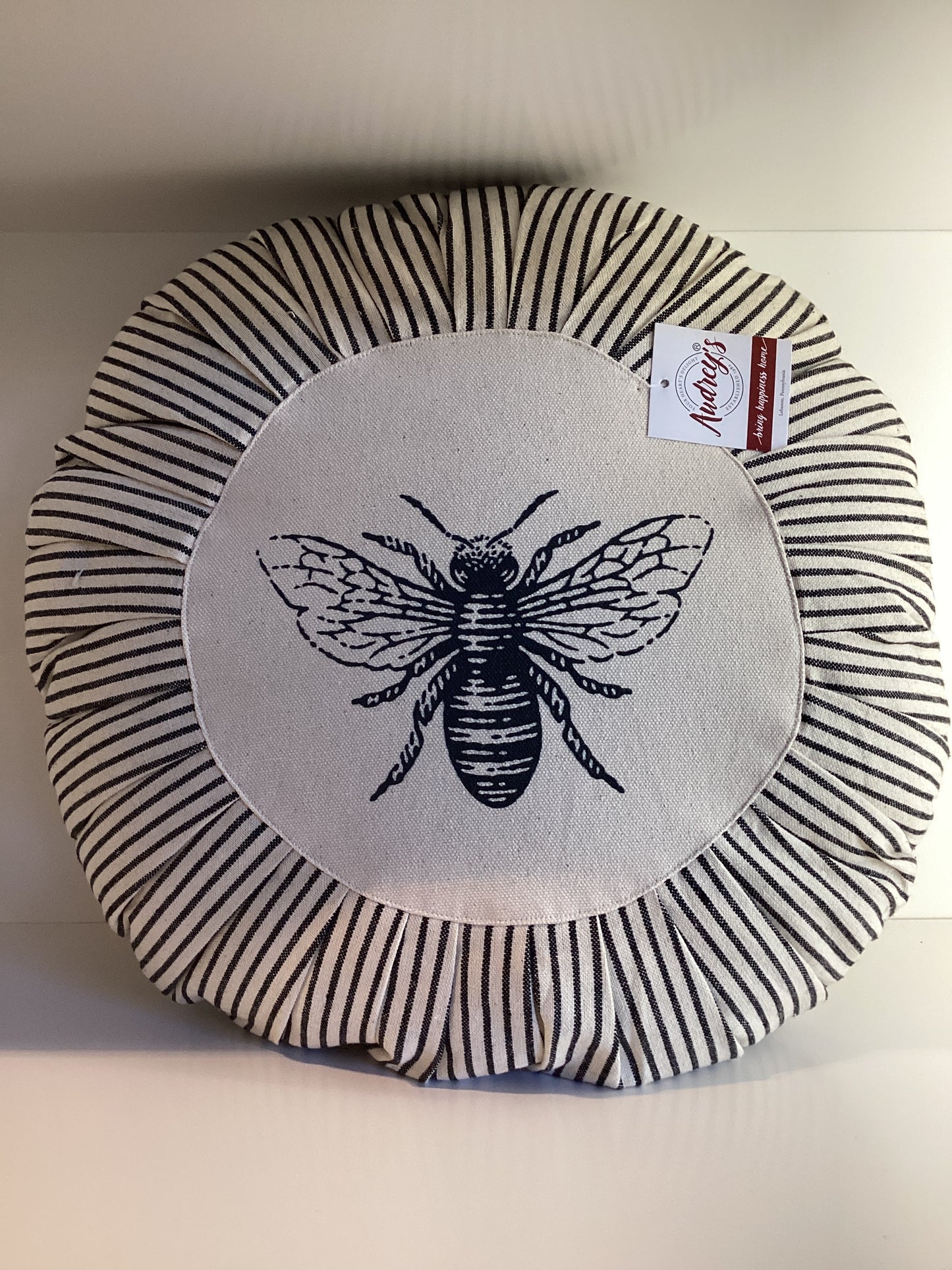 Bee Round Pleated Pillow