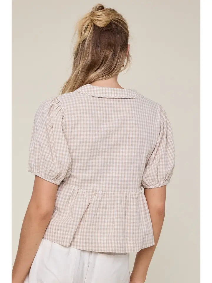 Plaid Collared Blouse