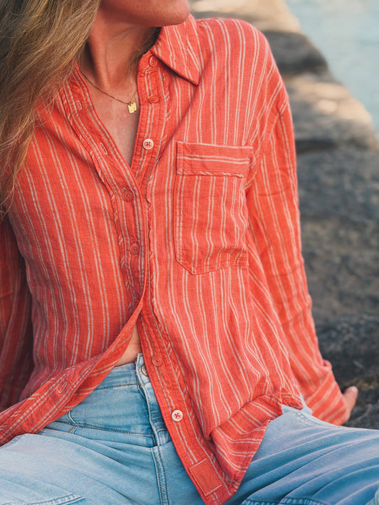 Striped Linen Button Down