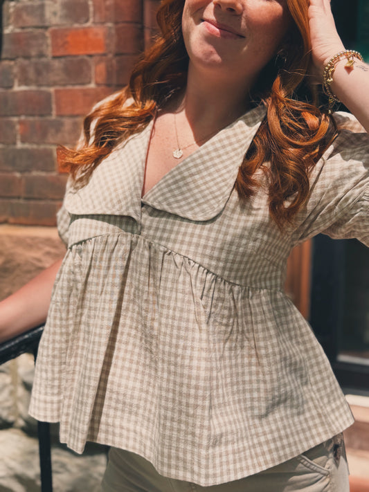 Plaid Collared Blouse