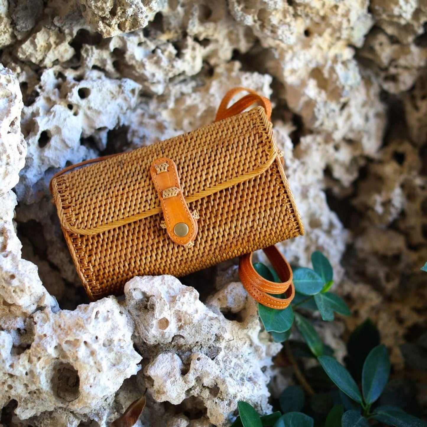 Bali Mailer Rattan Crossbody Bag