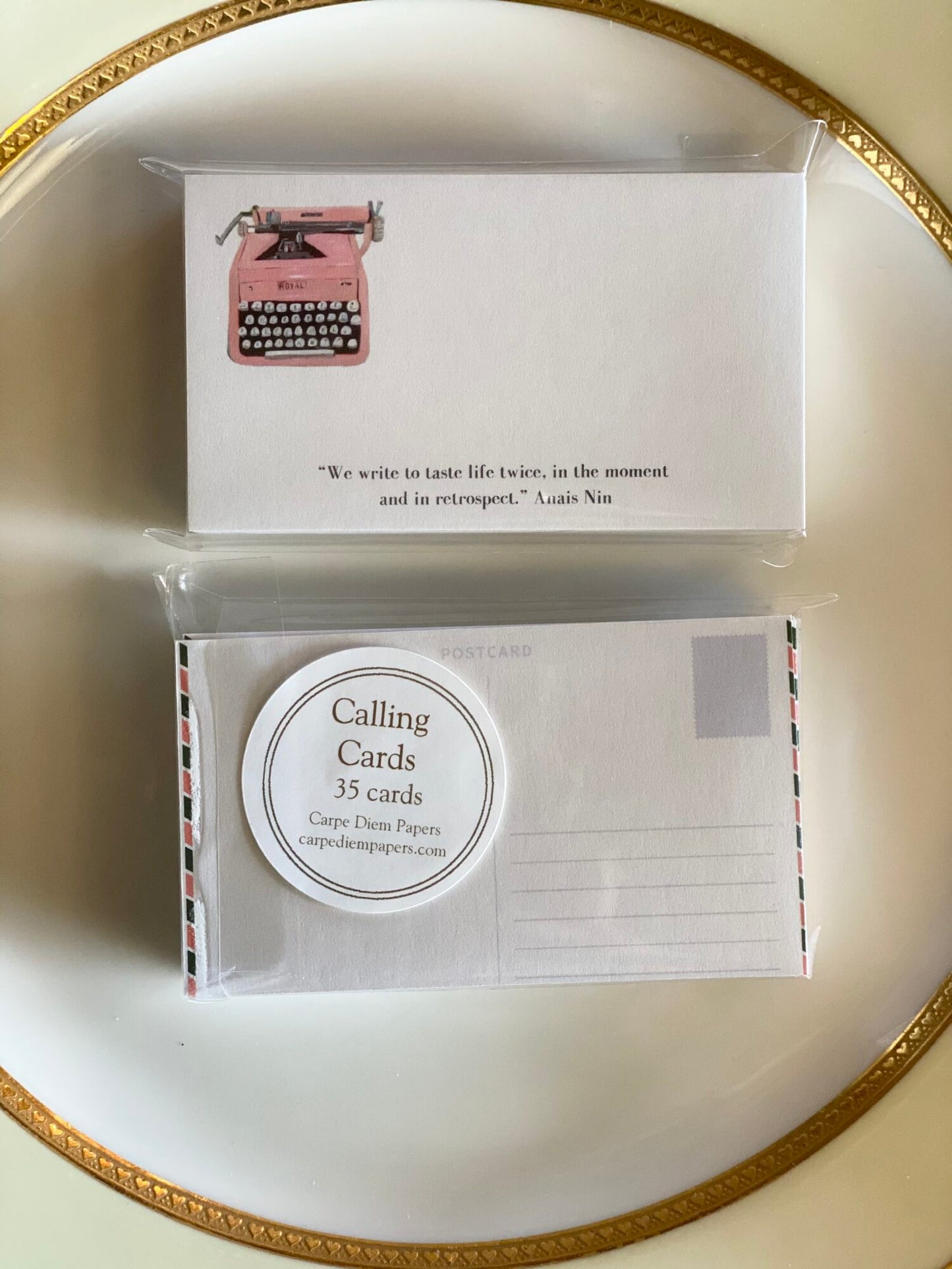 Pink Typewriter Calling Cards