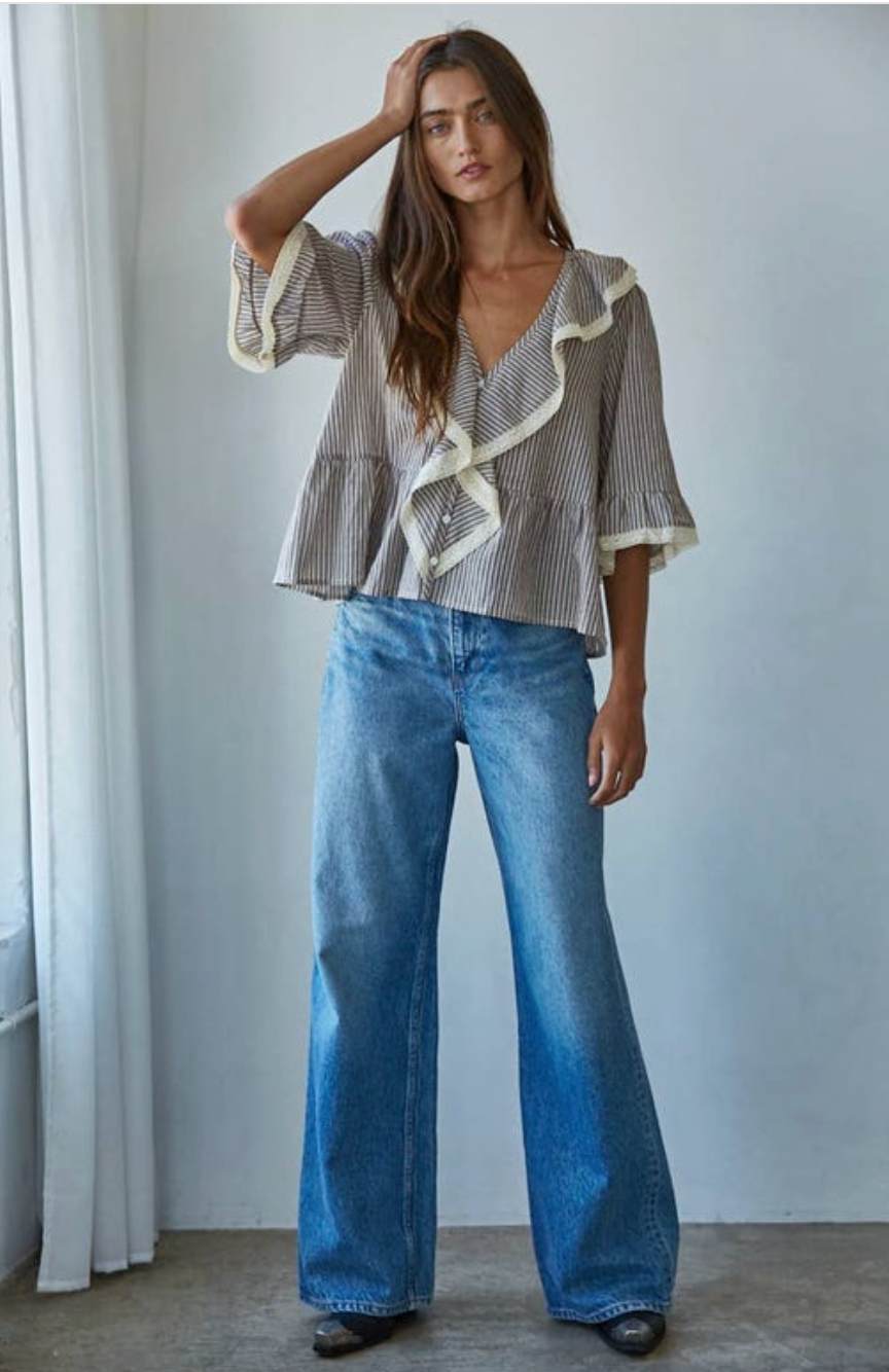 Linen Striped Top