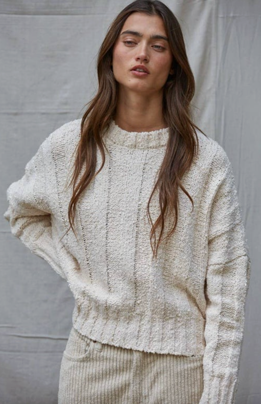 Ribbed Ivory Pullover