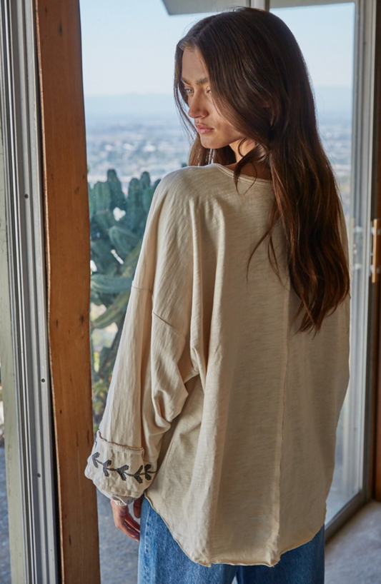 Embroidered Tassel Top