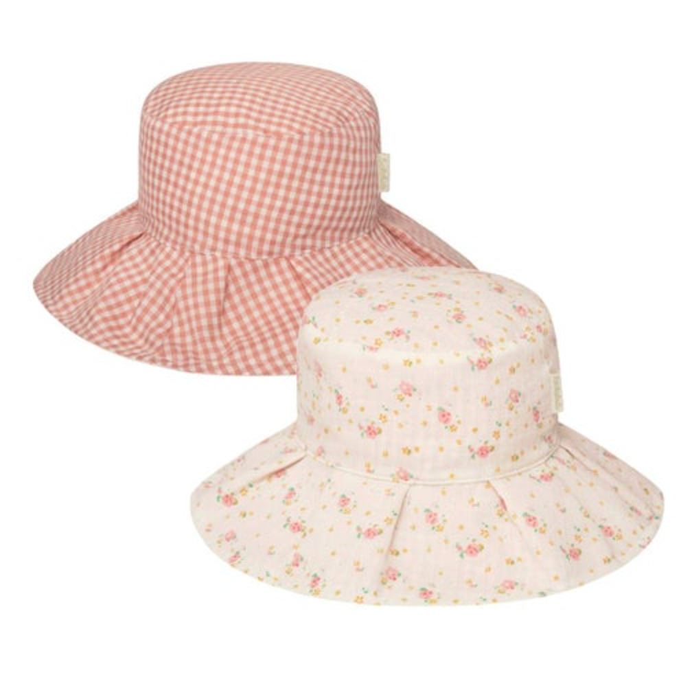 Tiny Blossom Pleated Reversible Hat