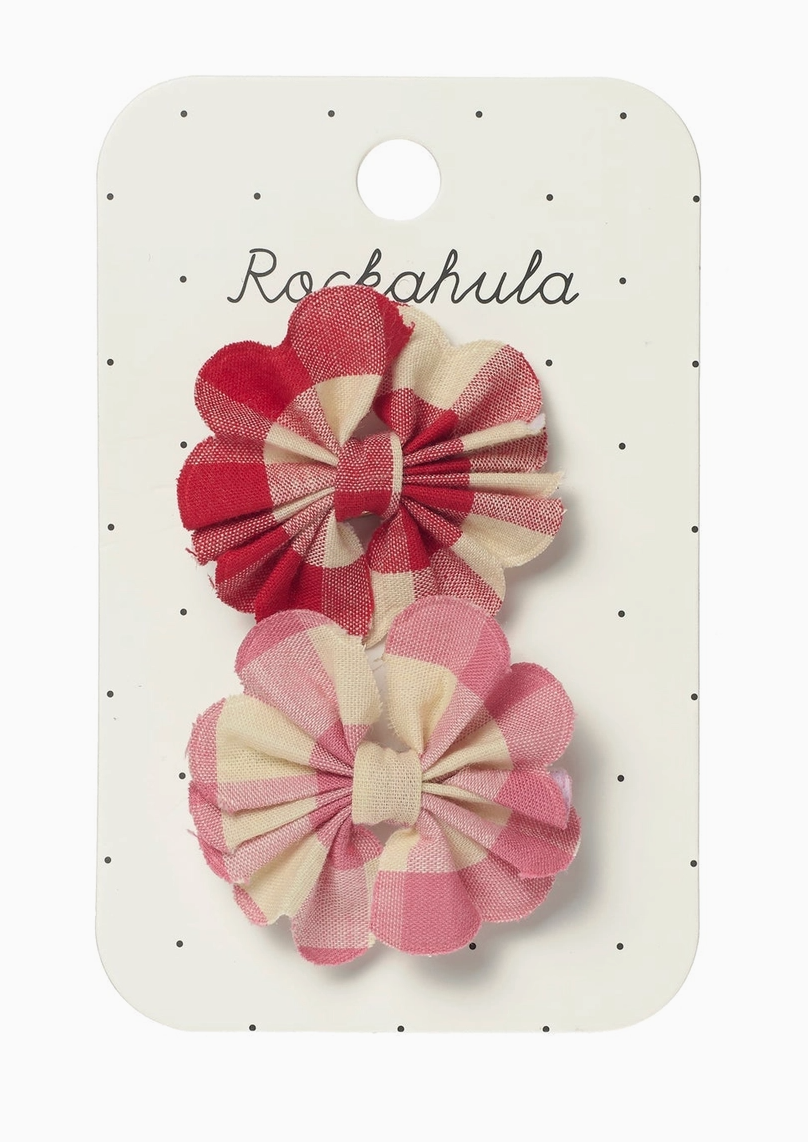 Scalloped Gingham Bow Clips