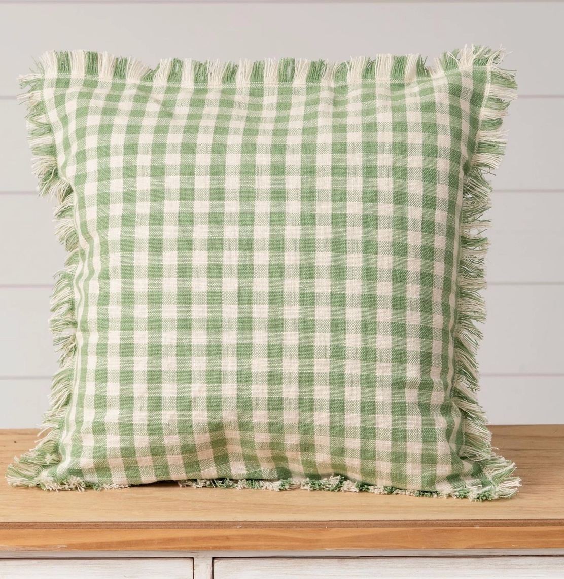 Gingham Pillow with Fringe