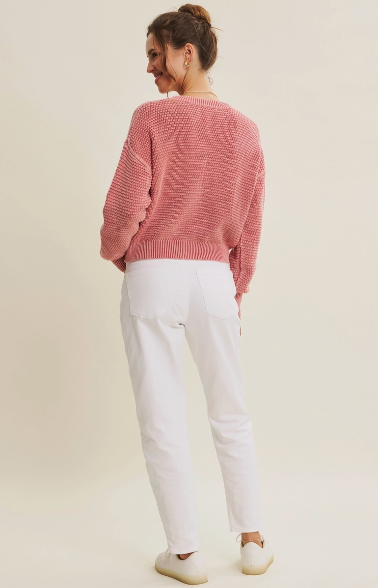 Mineral-Washed Cable Knit Cardigan