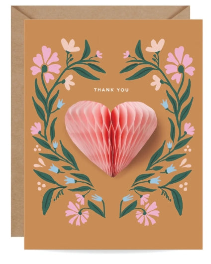 Folk Heart Pop-up Thank You Card