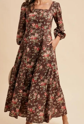 Floral Square Neck Dress