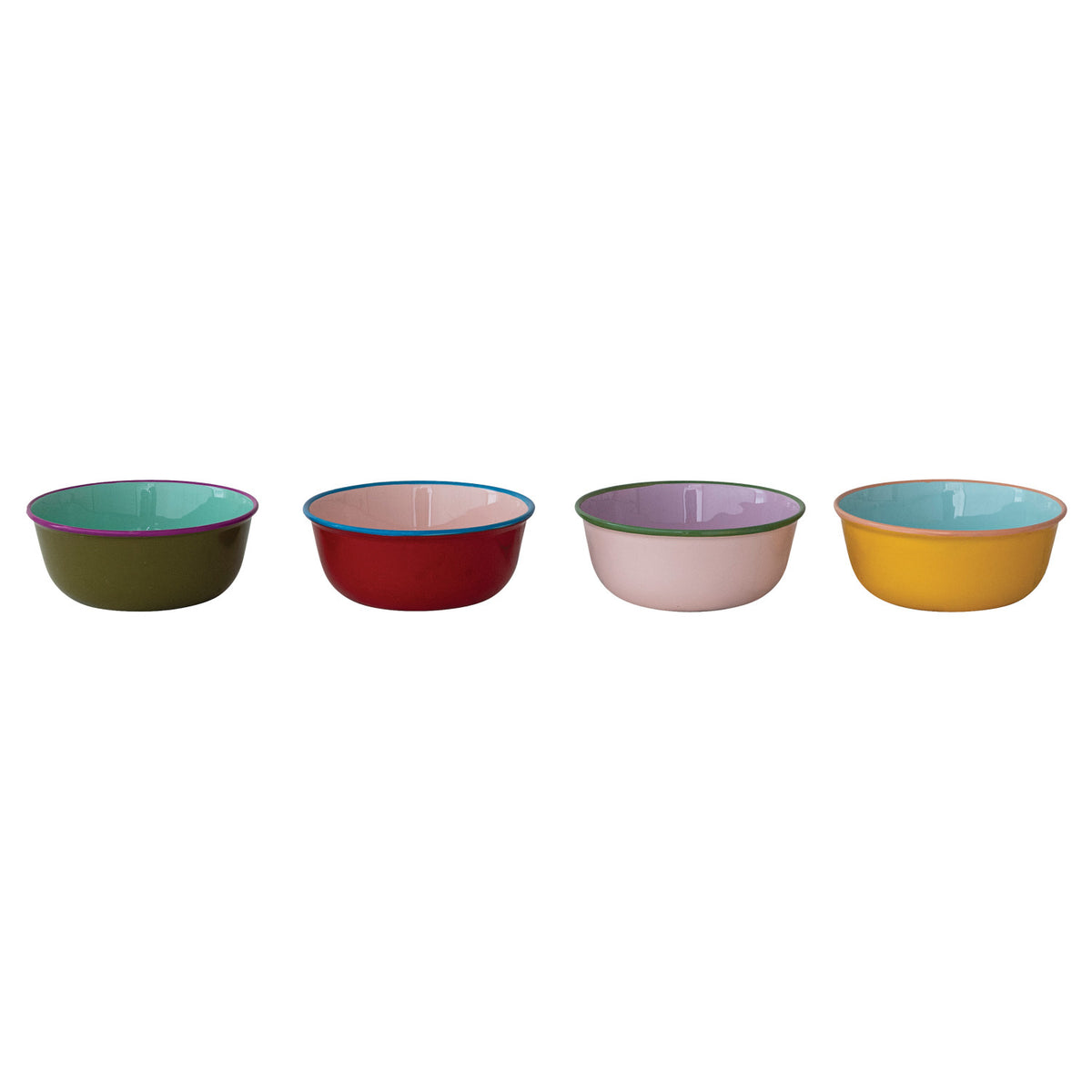 Enameled Stainless Steel Bowl Set of 4
