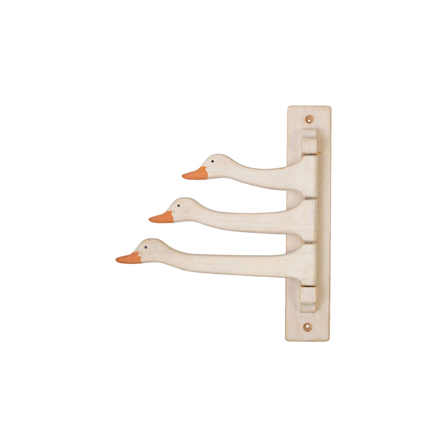 Rubberwood Goose Head Swivel Wall Hooks