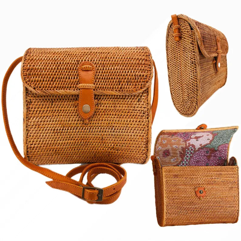 Bali Messenger Rattan Crossbody - Large