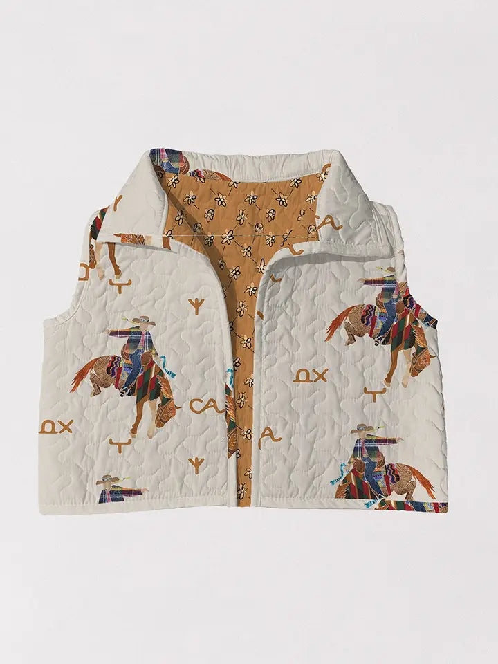 Casey Cowgirl Patchwork Linen Quilted Cate Vest