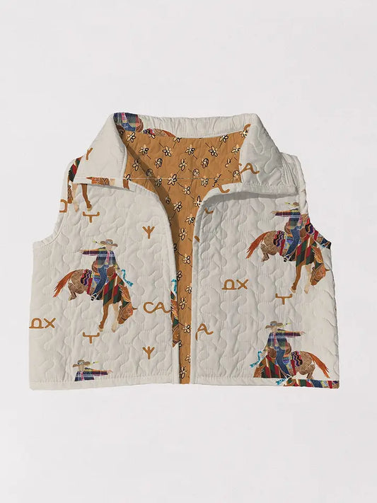 Casey Cowgirl Patchwork Linen Quilted Cate Vest