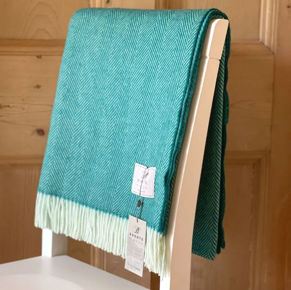 Herringbone - Merino Lambswool Throw Blanket - Made in England