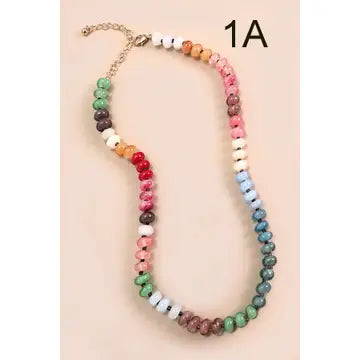 Natural Agate Glass Bead Necklace