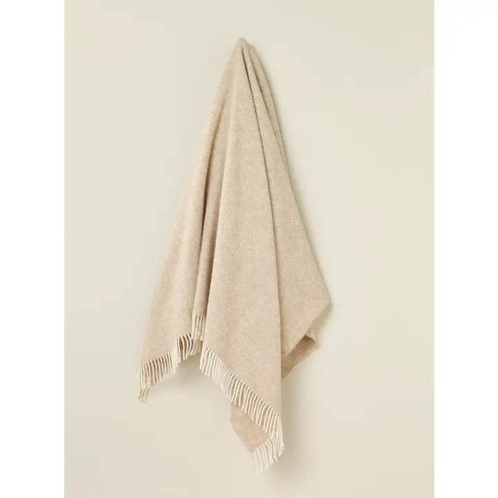 Herringbone - Merino Lambswool Throw Blanket - Made in England