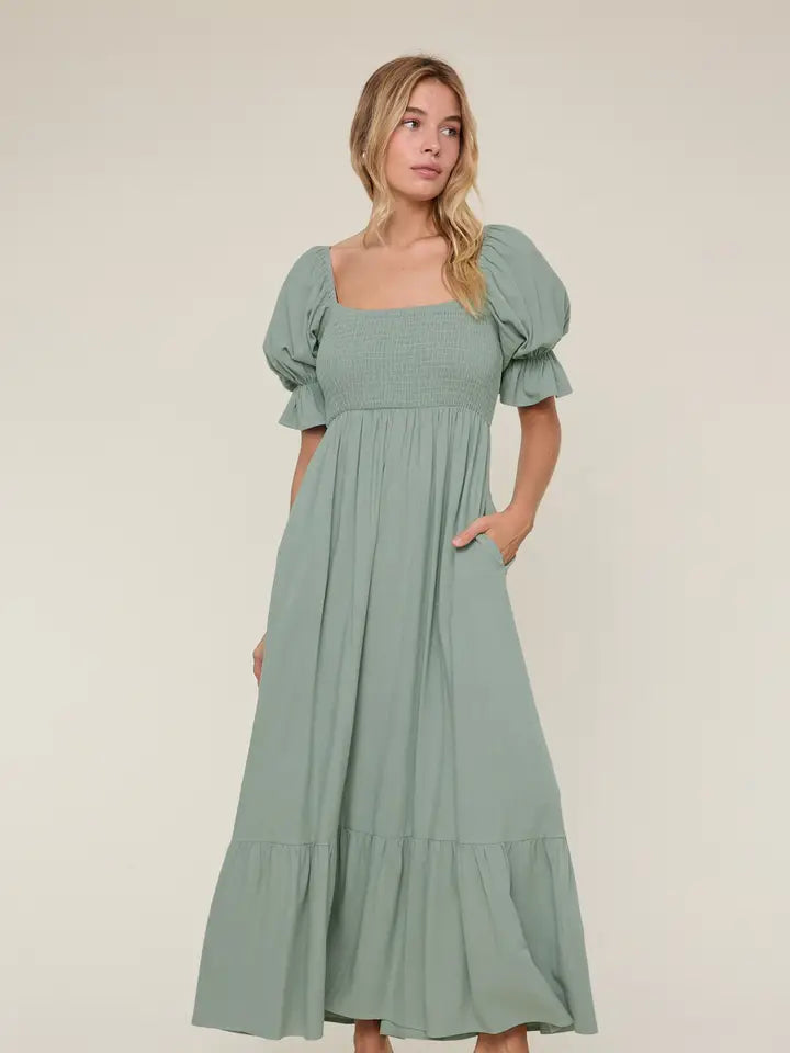 Puff Sleeve Maxi Dress