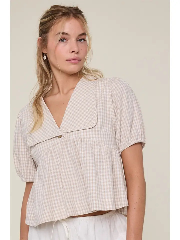 Plaid Collared Blouse