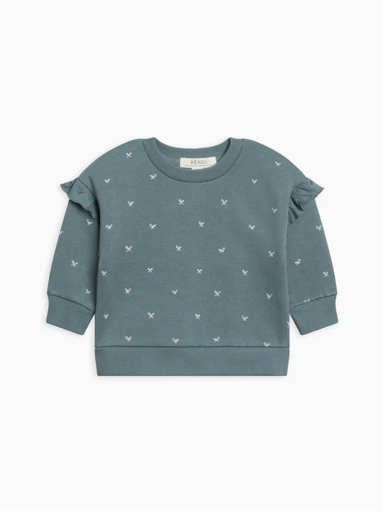 Abbey Fleece Ruffle Sleeve Pullover