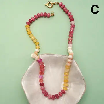 Natural Stone Glass Mixed Necklace
