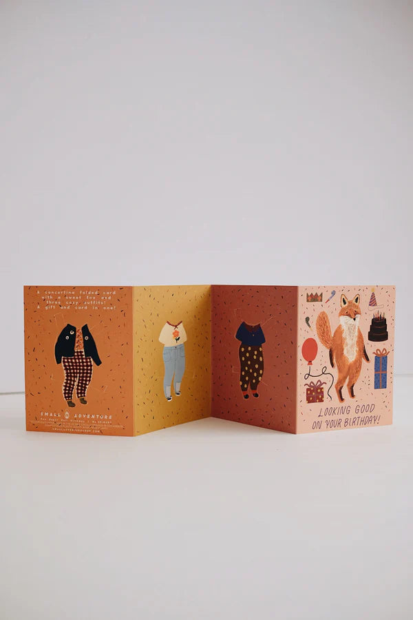 Fox Paper Doll Birthday Card