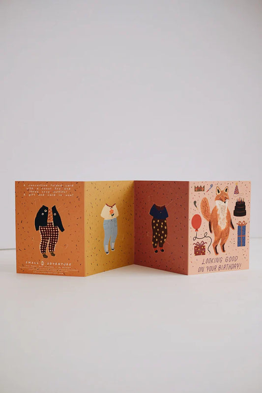 Fox Paper Doll Birthday Card