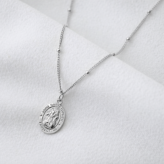 St. Christopher Necklace with Dot Chain