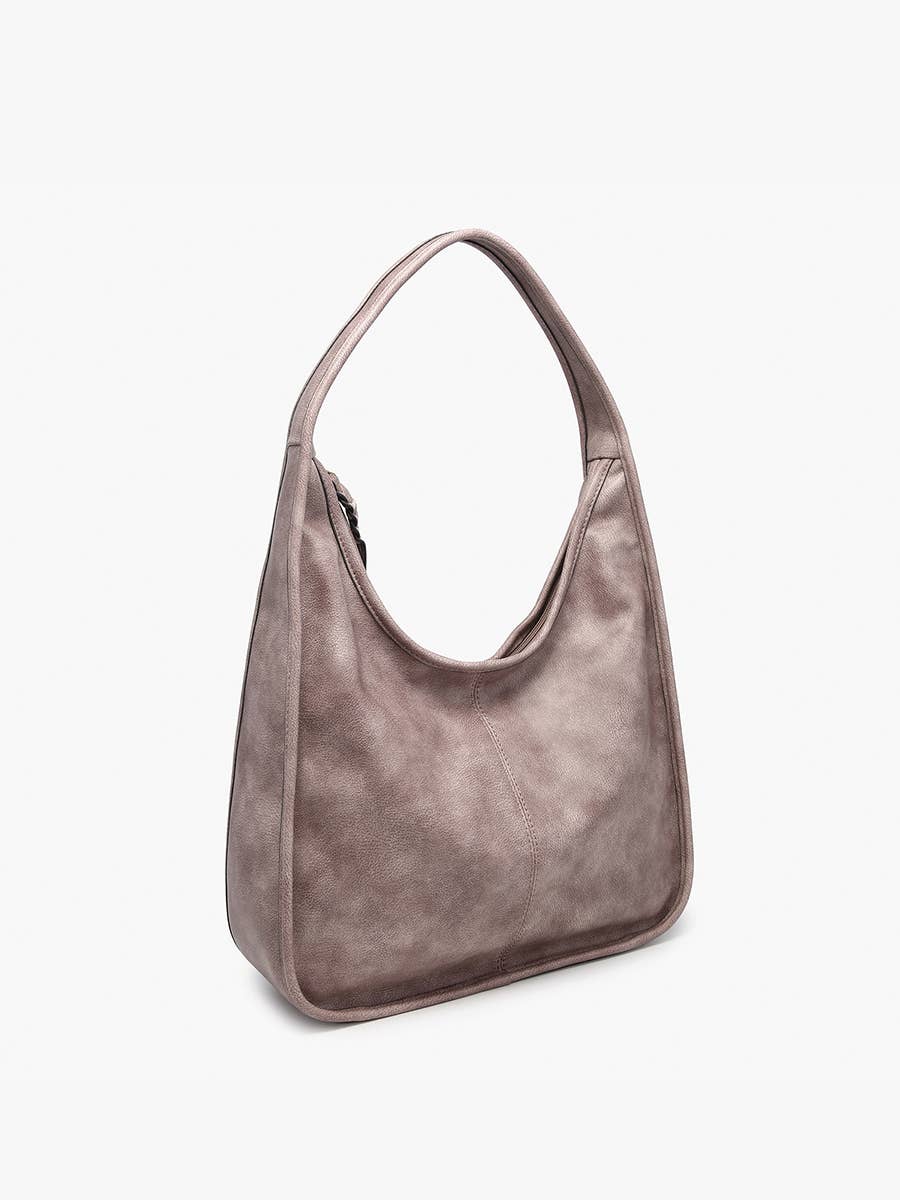 Joey Distressed Slouchy Hobo Bag - Ash Mauve