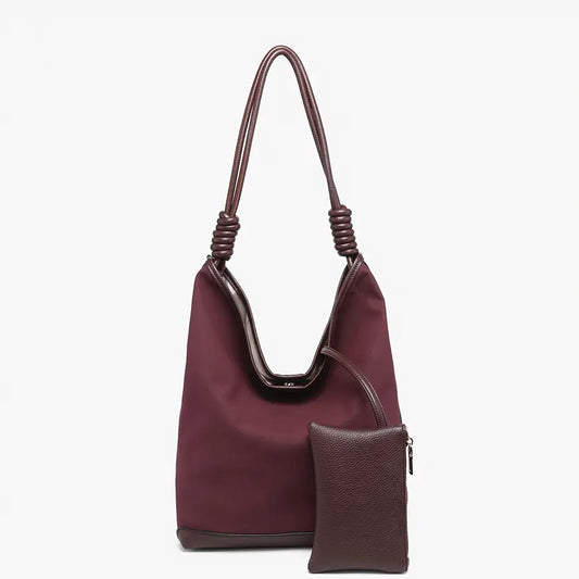 Harper Distressed Hobo w/ Inner Pouch - Dark Plum
