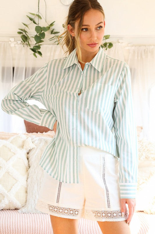 Collared Striped Top