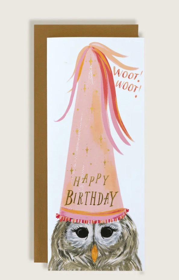 Owl Party Hat Bday Card