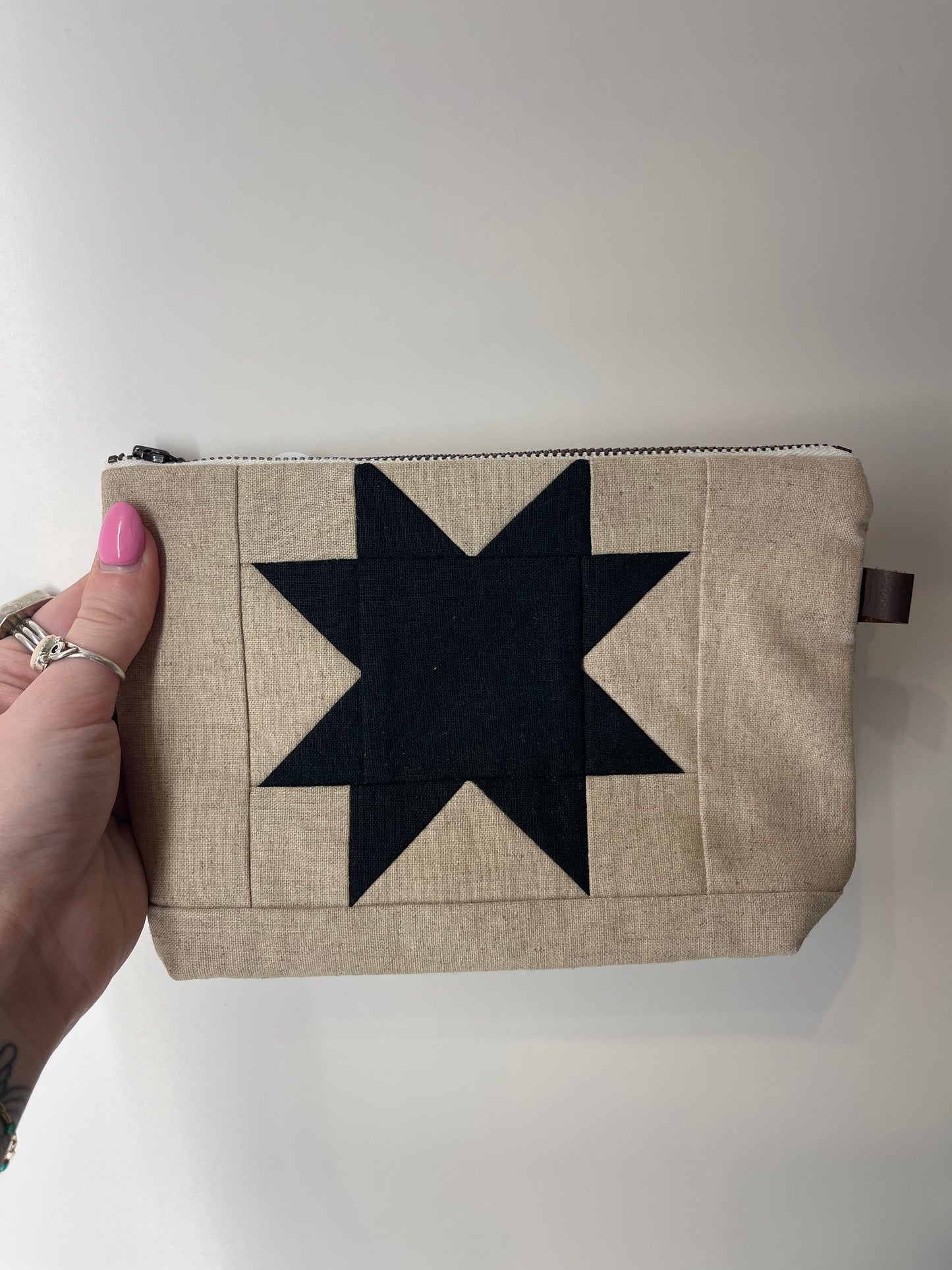 Sawtooth Quilted Zipper Bag - Medium