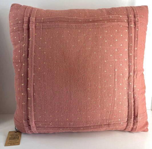Pink Pillow with Gold Polka Dots