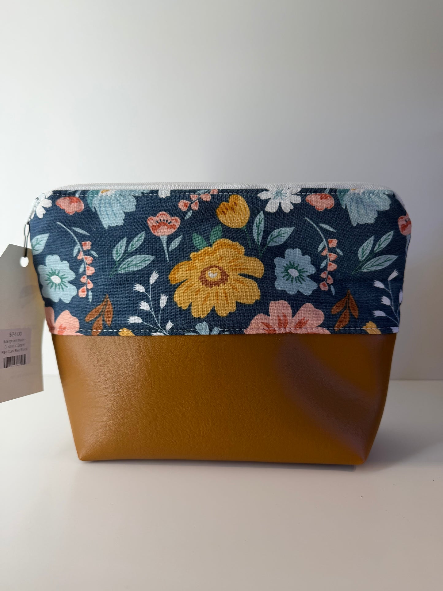 Cosmetic Zipper Leather Bag