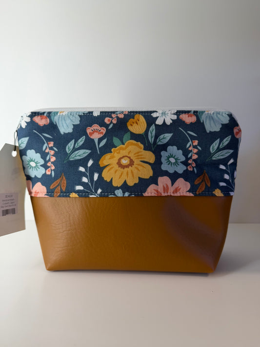 Cosmetic Zipper Leather Bag