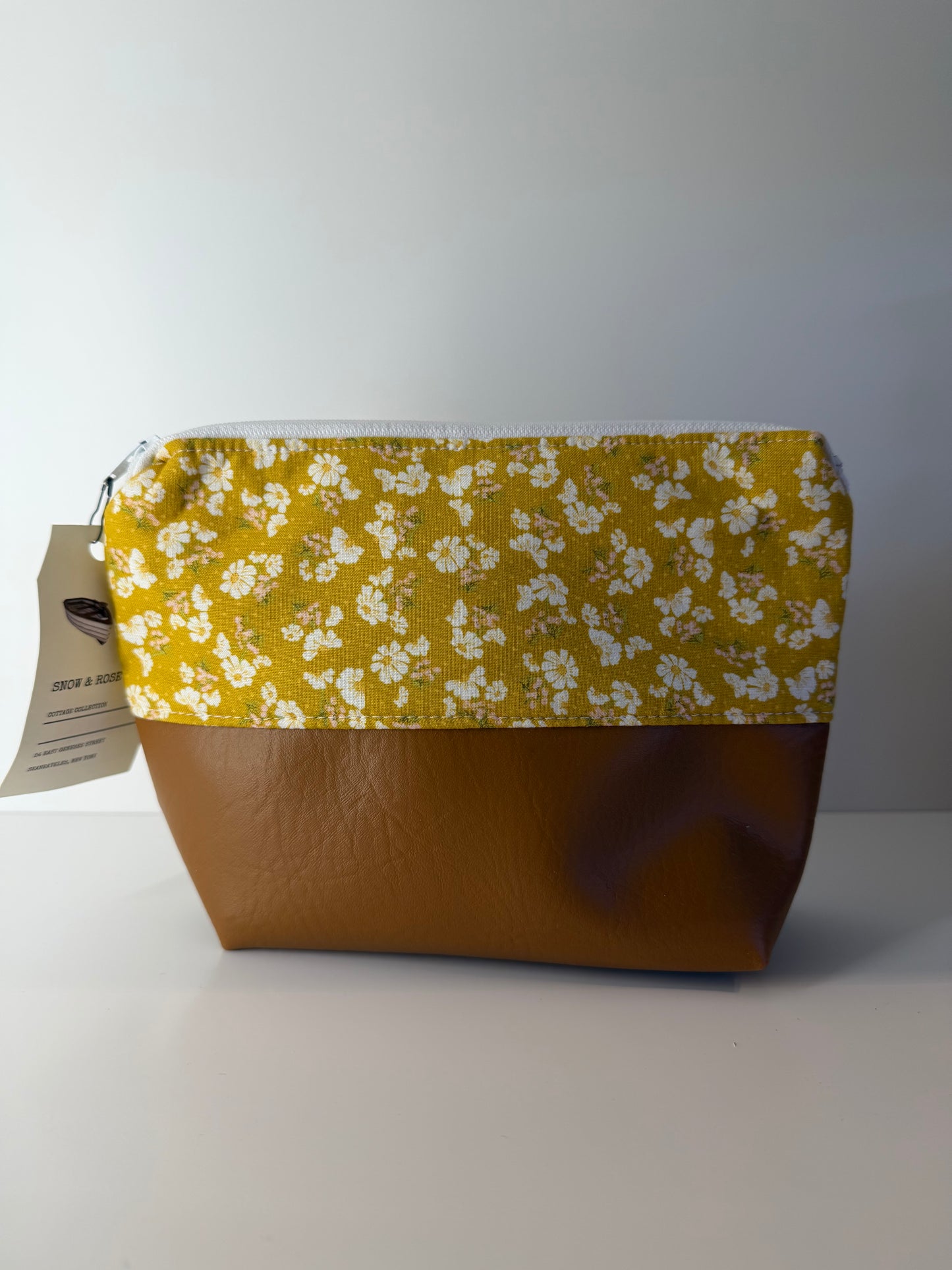 Cosmetic Zipper Leather Bag