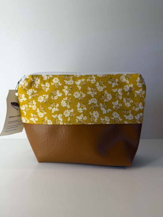 Cosmetic Zipper Leather Bag