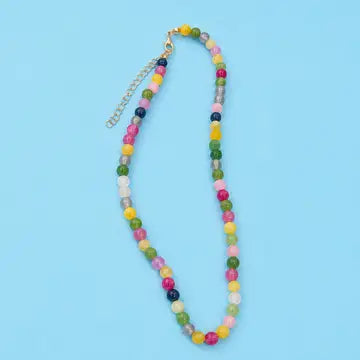 Natural Agate Glass Bead Necklace