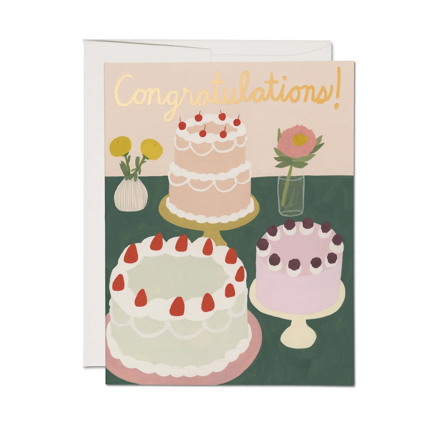 Congratulations Cake and Flower Card