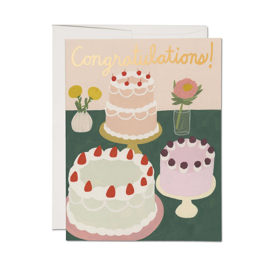 Congratulations Cake and Flower Card