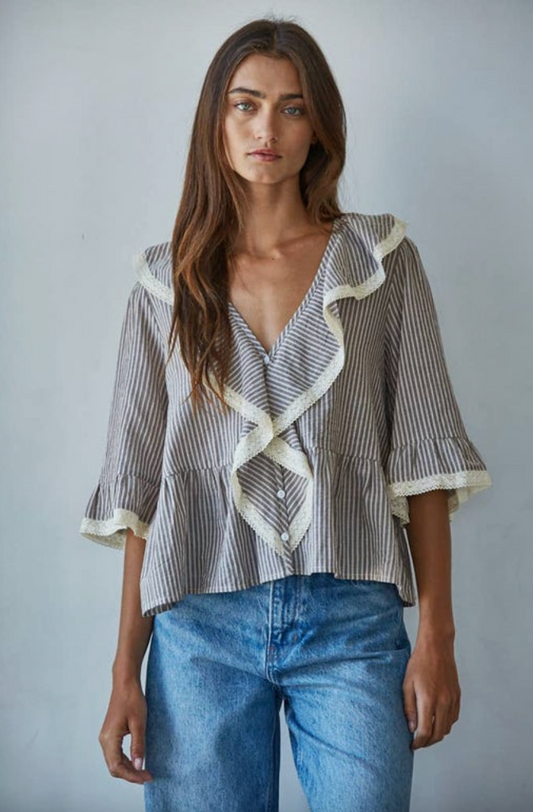 Linen Striped Top