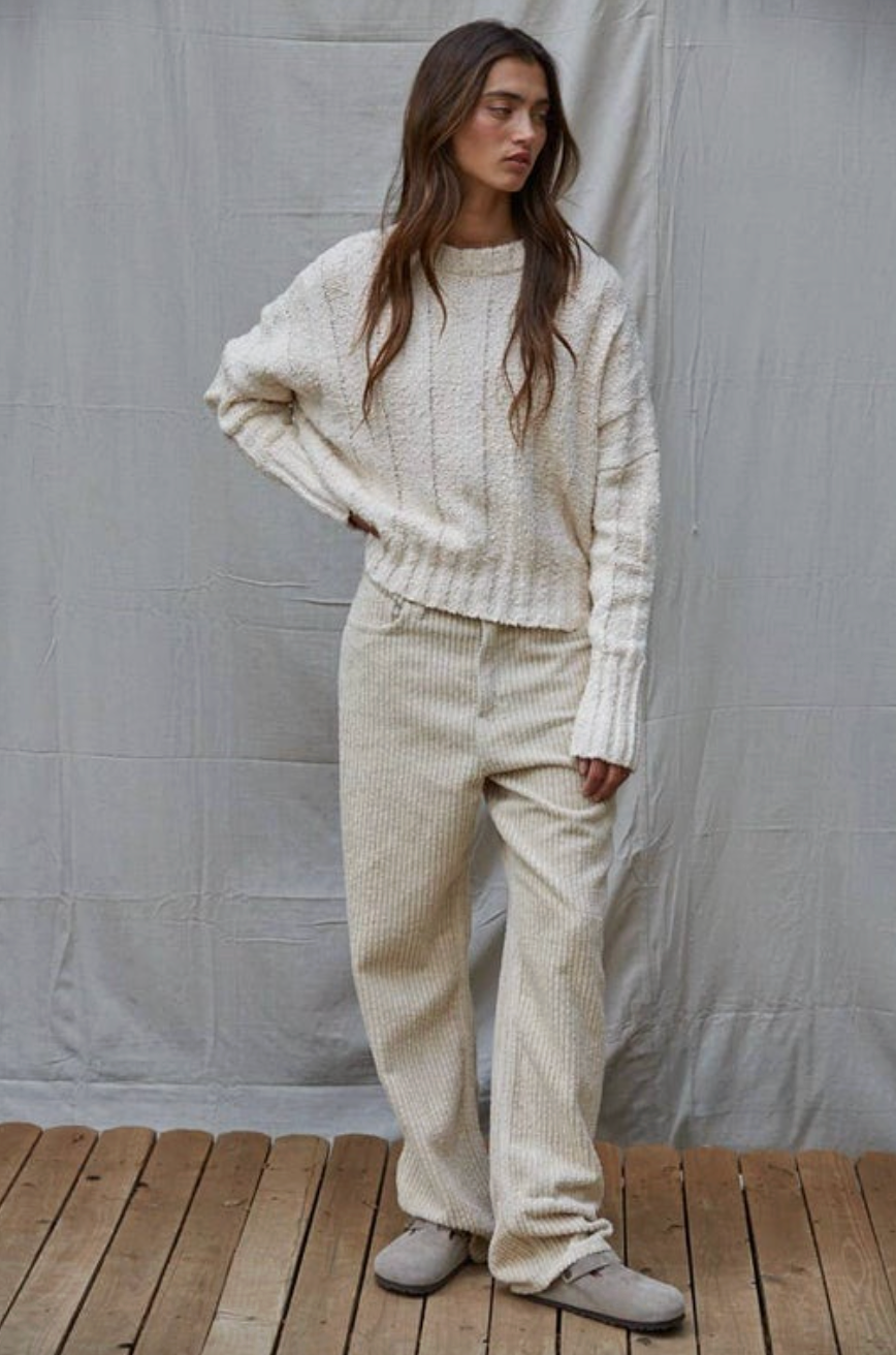 Ribbed Ivory Pullover