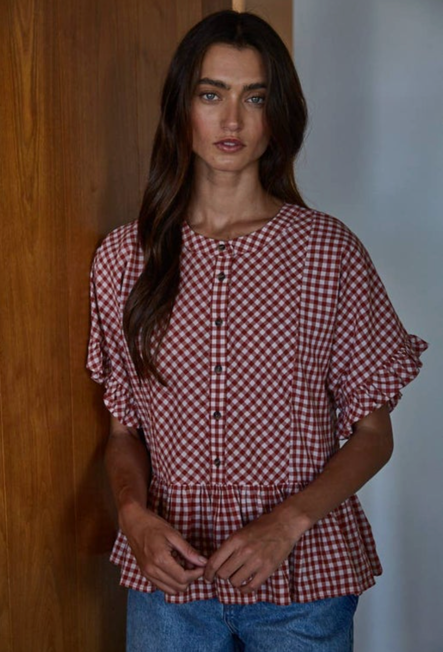 Gingham Ruffle Top