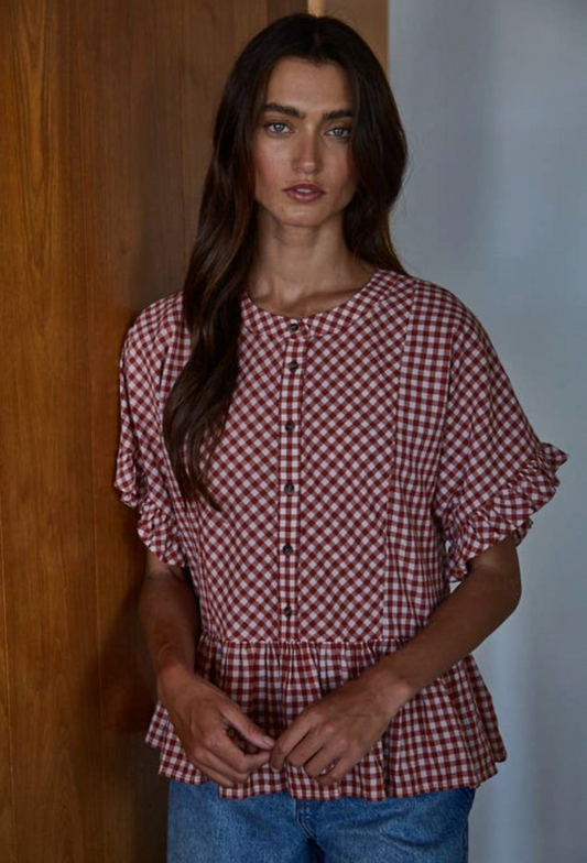 Gingham Ruffle Top