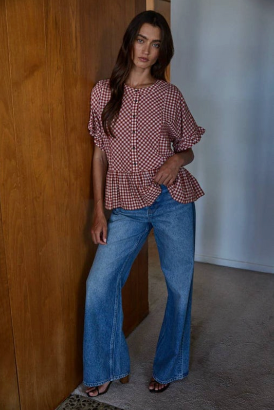 Gingham Ruffle Top