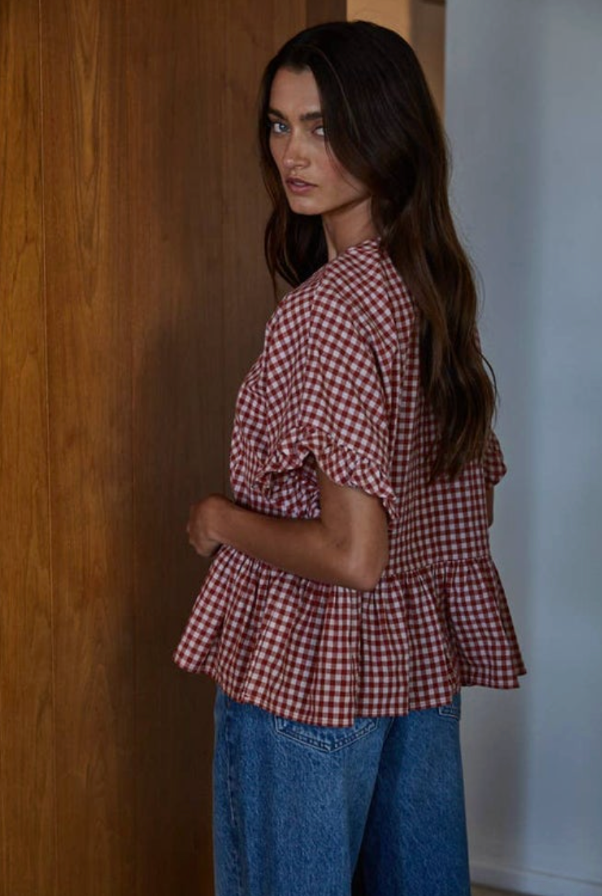 Gingham Ruffle Top